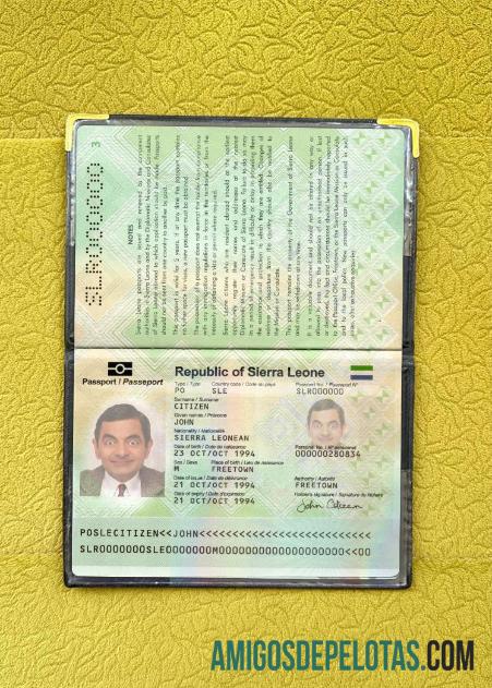 Passaporte de Serra Leoa 2024 Presente Photolook exemplo